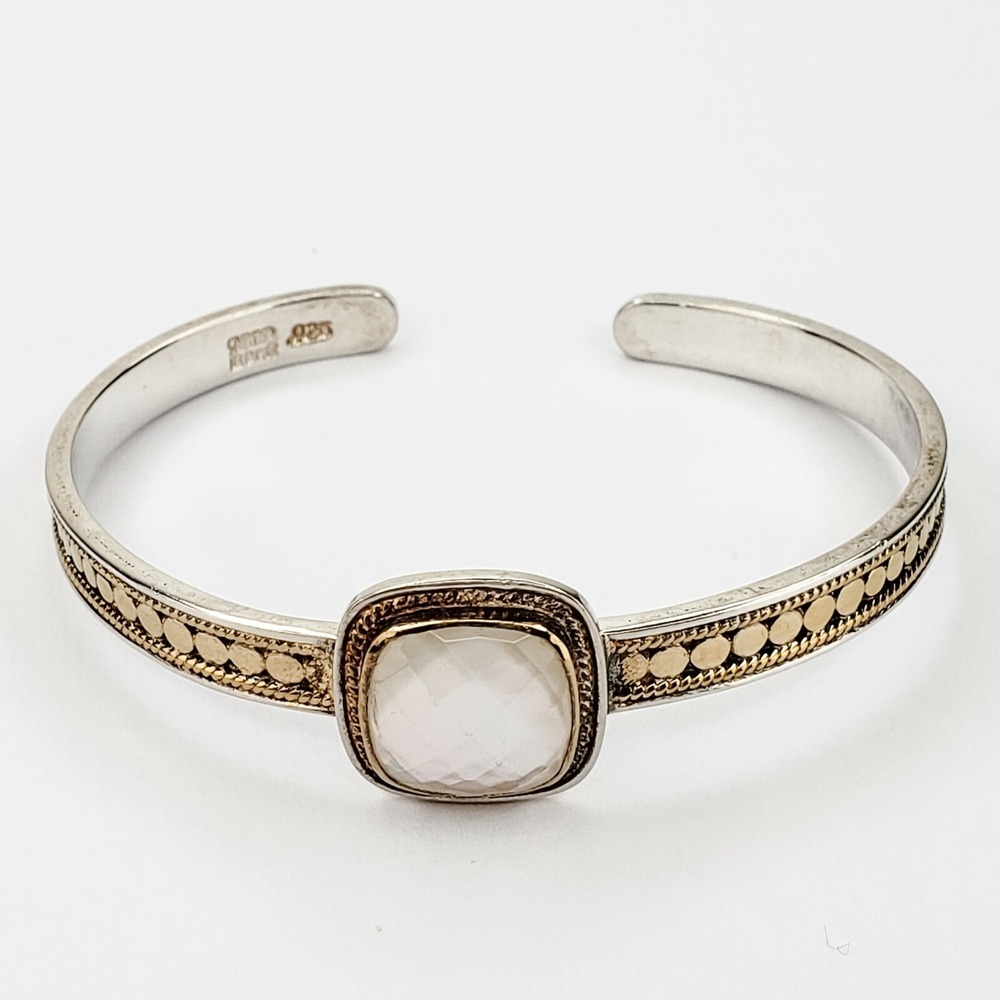 Anna Beck Cuff Bracelet Faceted Gemstone Sterling Silver 925 18KT‎ Gold Overlay